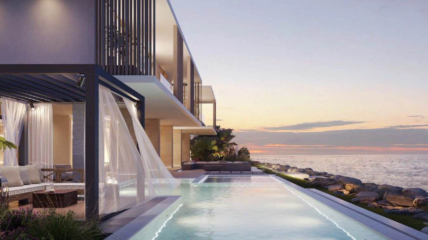 SHA Residences surrounded by greenery and coastal landscapes in Abu Dhabi